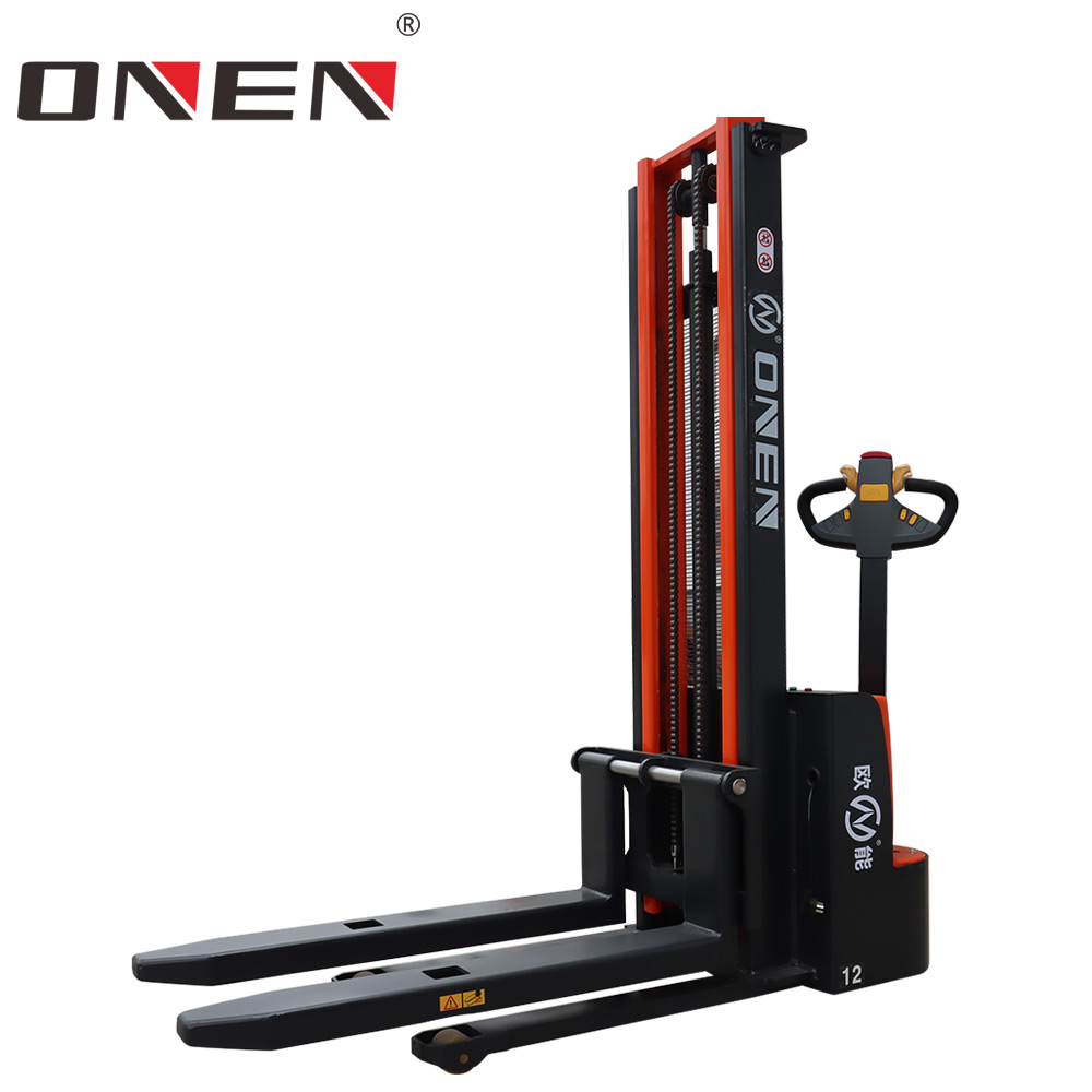 Full Electric Pallet Stacker Capacity Loading Hydraulic Walking Forklift With Charging Battery