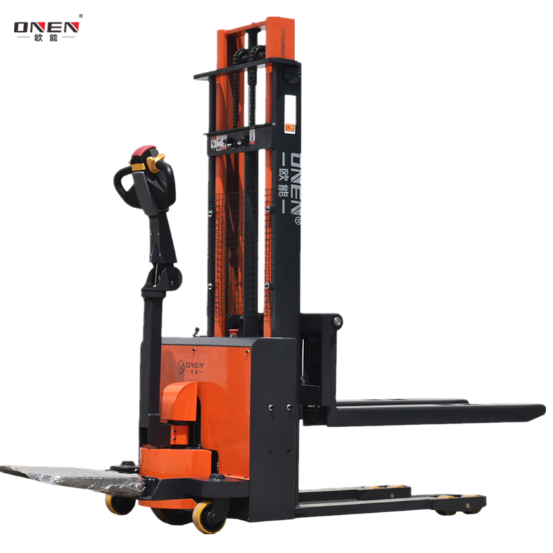 Factory Shipping Stand-on Battery Operated Full Electric Pallet Stacker 1500kg 4000mm