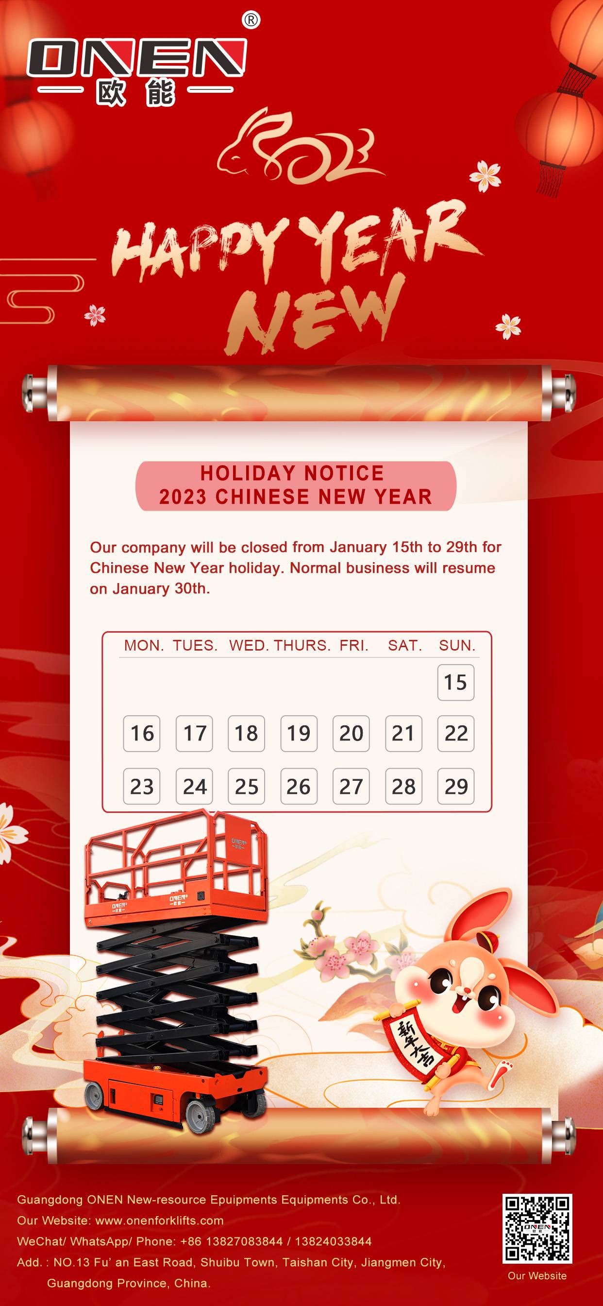 HOLIDAY NOTICE 2023---CHINESE NEW YEAR