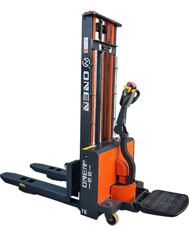 stand on electric pallet stacker
