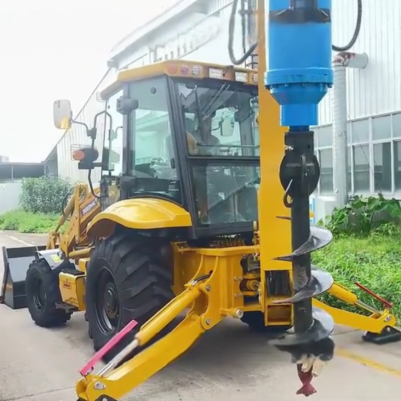 Agricultural backhoe loader auger drill attachment multipurpose excavator loader agriculture drilling work